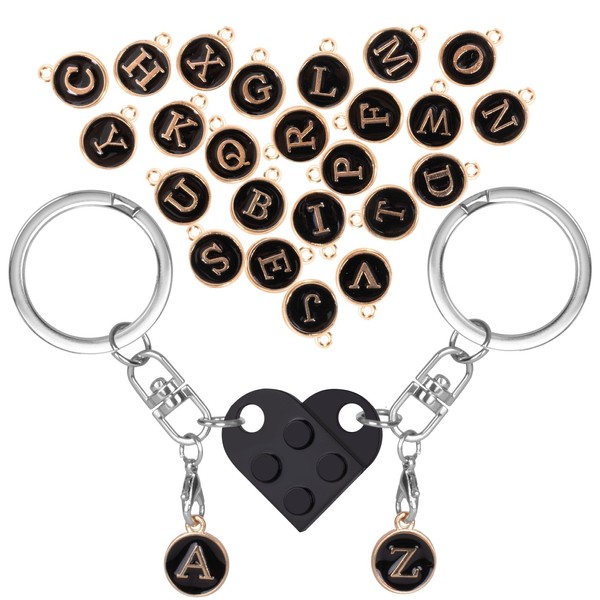 HOMQYTE Personalized Heart Keychain Set of 2 Bricks with 26