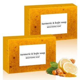 2Pack Lemon Turmeric Kojic Acid Soap,Lemon Turmeric Soap Bar for Face and Body,Brightens Skin Tone, Rejuvenates Skin, Reduces Blemishes