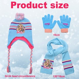 FWANGEN Mütze Schal und Handschuhe Set, Hut und Handschuhe Kinder, Kleinkind Baby Strickmütze Schal Winter Warme Beanie Cap Mütze mit Bommel Warm verdicken gefüttert
