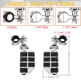 Sresk 1", 1-1/4", 1-1/3" Inch Motorcycle Highway Foot Pegs Adjustable Highway Footpegs Footrest Fit for Harley Touring Softail Road King Road Glide Sportster Honda Kawasaki Suzuki Yamaha(Chrome H02)