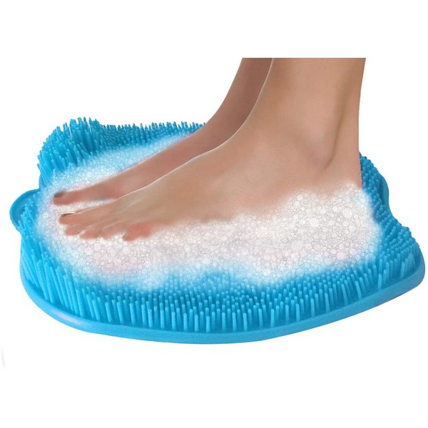 Shower Foot Massager Scrubber - Improves Foot Circulation & Reduces Foot Pain - Soothes Tired Achy Feet and Scrubs Feet Clean - Non Slip with Suction Cups