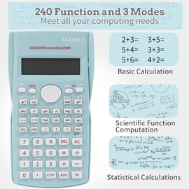 Scientific Calculators Protractor and Compass - Protractor and Compass for Geometry with Rulers and Two Set Squares and Scientific Calculators,240 Functions 2 Line 10+2 Digits,Desk Math for School