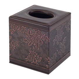 Antique Leather Square Tissue Box Cover/Holder,RHCSZ Table Napkin Case Dispenser,Facial Tissues Organizer with Magnetic Bottom for Home Office,Tissues Cube Box (Retro)