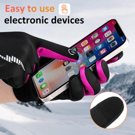 Duoyeree Kids Winter Gloves Warm Touchscreen Windproof Water Resistant Soft Lining Gloves Cycling Skiing Gloves for Boys Girls(10-14years)