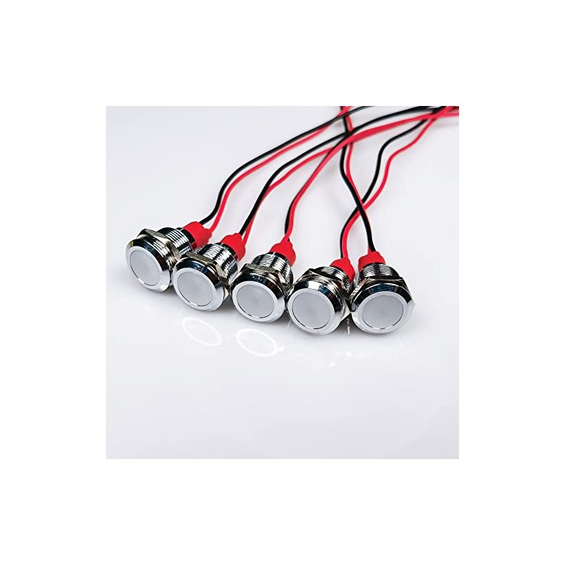 Gebildet 5pcs 12mm LED Metal Indicator Light AC/DC 12-24V Waterproof