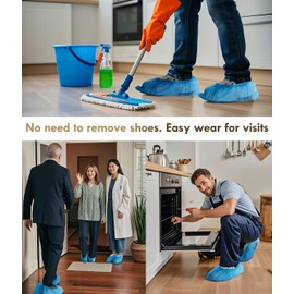 Shoe Covers Disposable Non Slip - 50pack Recyclable Blue Shoe Covers, Shoe Covers for Indoors Disposable-Fits Up To 11 US Men and 12 US Women Size