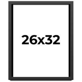 26x32 Frame Black Solid Wood Picture Frame | 1.25 Inch Moulding Width | Includes UV Acrylic Plexiglass, Foam Board Backing & Hanging Hardware