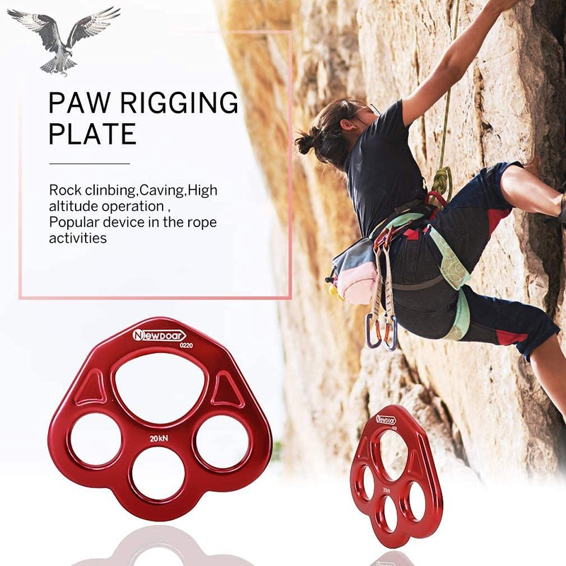 NewDoar ディセンダー プレート 20KN パウリギングプレート 4穴ロッククライミングギア (4穴/20KNレッド)