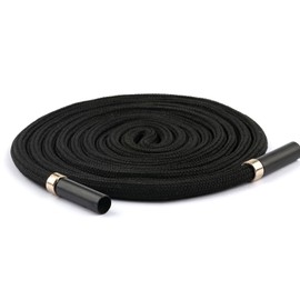 WALWAL 1 Pack 51 Inch Replacement Drawstrings Cotton Drawstring Cord, Suitable for Sweatpants Hoodies Shorts(Black Rope,Cylindrical Metal Head)