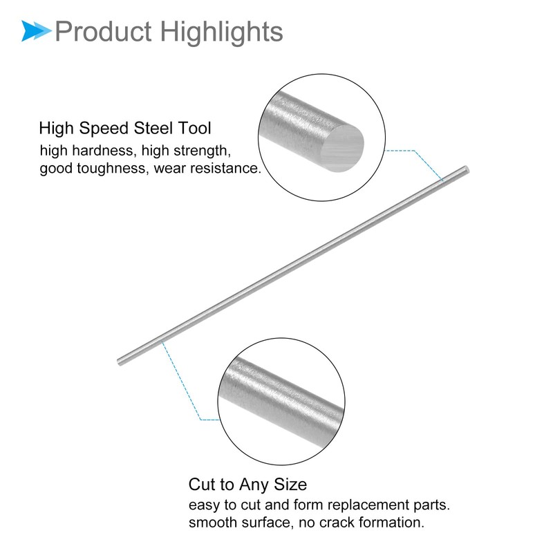 CoCud 10pcs Round Steel Rod 2mm Diameter 100mm Length High