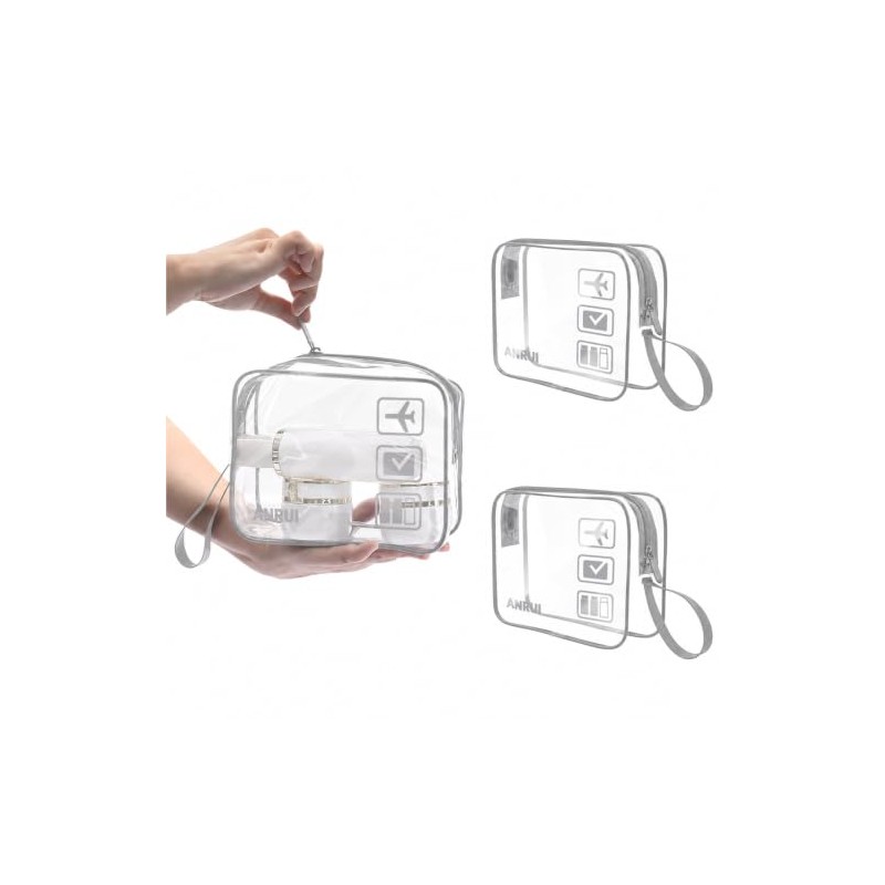 CGBE Set de 3 Neceseres de Viaje Transparentes Impermeables con