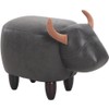OLizee Decorative Buffalo Ottoman Footstool Cute Animal Upholstered Stool for