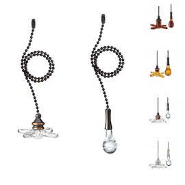 WOYTTSYSM Ceiling Fan Pull Chain, Fan Pull Chain Extender,Bulb and Fan Pattern Pull Chain Extension Fan Pull Chain Pendant 2PCS (ORB color)