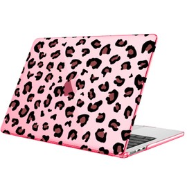 Fintie Case for MacBook Air 13.6 Inch A3240 A3113 A2681 (2022 2023 2024 2025 Release) - Protective Snap On Hard Shell Cover for MacBook Air 13.6" M2 M3 M4 Chip (Pink Leopard)