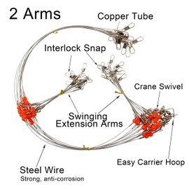 Fishing Leaders Saltwater Fishing Rigs Fishing Bottom Rigs Surf Fishing Rigs Saltwater Fishing Wire Trace Leader Rigs for Lures Bait and Hooks Steel Leaders with Swivels Snaps Beads 1Arm 2Arms