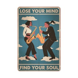 Jazz Soul Tin Sign 8X12IN Vintage Metal Wall Art for Music Studio, Speakeasy & Bohemian Lounge Decor