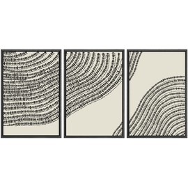 SIGNWIN Framed Canvas Print Wall Art Set Line Art Geometric Wood Tree Ring Nature Wilderness Illustrations Modern Art Decorative Farmhouse Zen for Living Room, Bedroom, Office - 16"x24"x3 Black