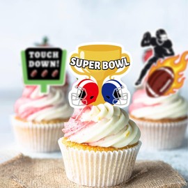 42Pcs Edible Football Cupcake Toppers Wafer Paper Rugby Ball Rugby Sports Theme Baby Shower Party Supplies