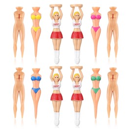 Defresit 12 Pieces Funny Golf Tees Bikini Golf Tees Ladies Golf Tees Colorful Plastic Golf Tees Funny Golf Accessories for Men Women Golf Training Birthday Presents
