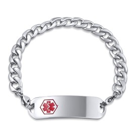 Bling Jewelry Lightweight Customized Blank Identification Medical ID Link Bracelet for Men Stainless Steel 8.5in