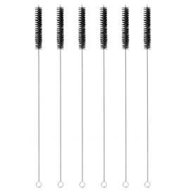 6er Set Reinigungsbürsten extra lang 30,5 cm, Durchmesser 12 mm, Flexible Nylon-Metall-Spirale für Kaffeevollautomaten, Trinkhalme und Milchschläuche, in Schwarz