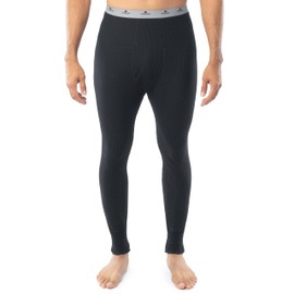 Indera Men's Heavyweight Cotton Waffle Long Johns Thermal Underwear Bottom, Black, 2X
