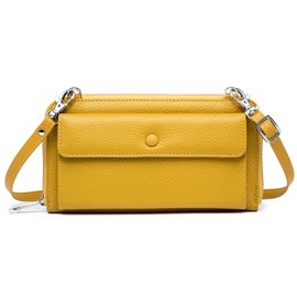 imeetu Women's Smartphone Shoulder Pouch, Mini Shoulder Bag, Long Wallet, Genuine Leather, Stylish, Crossbody, yellow