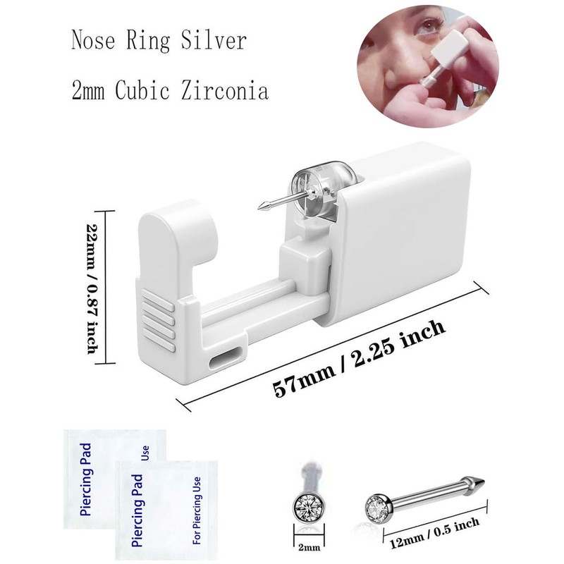 SLVIEKAE Nose Piercing Kit Disposable Nose Piercing Gun Kit with