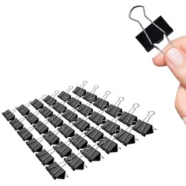 Medium Binder Clips, 36 Pack, 1 Inch, Standard 25mm, Black, Metal Fold Clamp, Capacity 0.47 Inch, Paper Clips, Office Clips, School & Home Use
