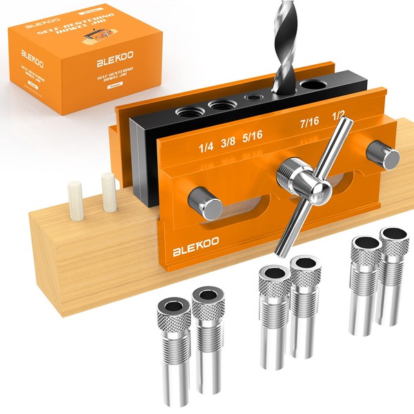 BLEKOO Self Centering Doweling Jig Kit, Drill Jig For Straight