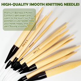 Froggod 3.15-inch (8cm) Bamboo Circular Knitting Needles – 31.5-inch Length, Knitting Needles for Beginners, Lightweight Wooden Needle, US 8 (5mm)