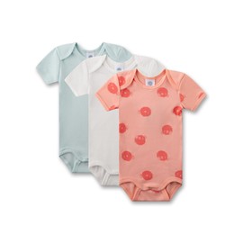 Sanetta Short-Sleeved Bodysuit (Pack of 3) Orange | High-Quality and Sustainable Bodysuit for Girls Made of Organic Cotton Contents: Set of 3 Baby Bodysuit, orange