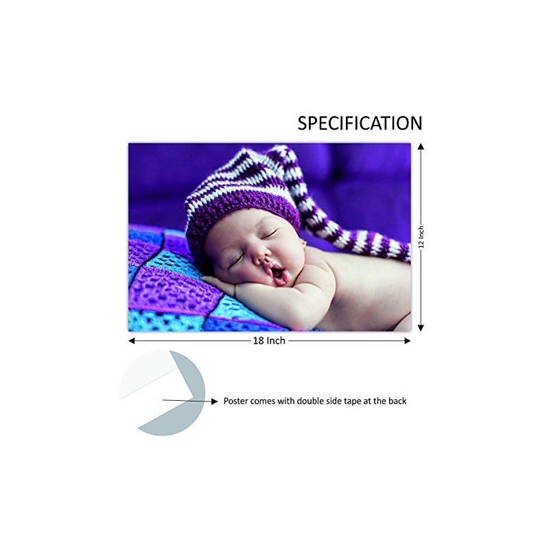 PRINTELLIGENT Paper Small Sleeping Baby Wall Poster (14x26-inch, Multicolour)