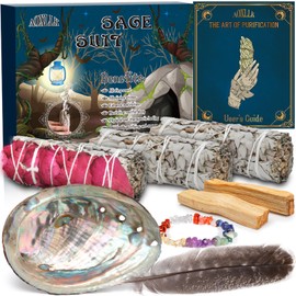 MUOIVG 3 White Sage Premium, White Sage, Sage Smoking, 100% Natural and Cleansing, Palo Santo, White Sage, Abalone Shell, Incense Bundles, Ideal for Spiritual and Energetic Rituals