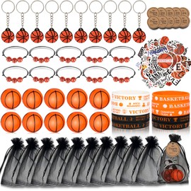 Basketball Party Favors Sets, Basketball Theme Party Supplies 110pcs, Mini Fidget Spinner Keychains Silicone Wristbands Bracelet Basketball Stickers Gift Bags for Birthday Party Decorations