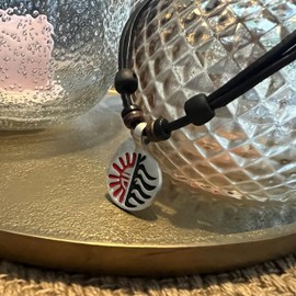 HANA LIMA Surfer Necklace Tribal Chain Leather Chain Men's Necklace Women's Necklace Metal Pendant, Leather, Wood.