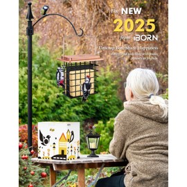 iBorn Double Suet Feeder- Metal Roof Bird Feeder with Taller Grid for Woodpeckers, Suet Cake Cage Bird Feeder for Outdoors Hanging,Easy-Clean & Refill,Metal Brushed Copper（Pack of 1）