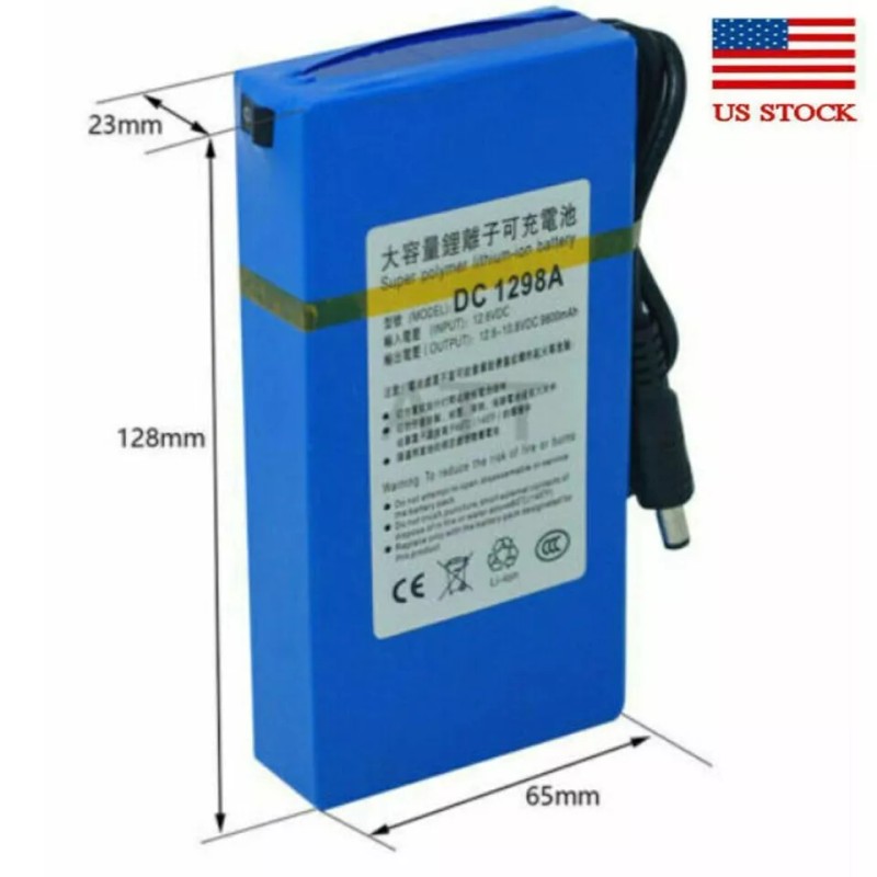 Battery DC 12V Rechargeable Portable Li-ion Battery Pack 9800mAh DC1298A