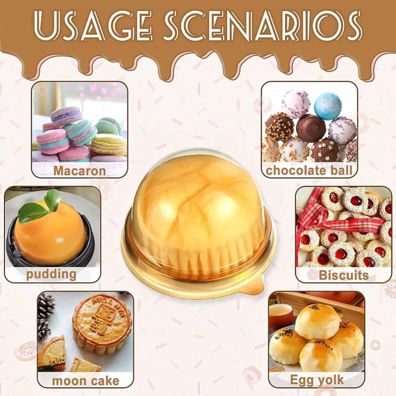 Baixi 50 Vasos Con Domo Estándar Cupcake Caja Individual