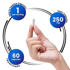 Genex Formulas NAD+ 250mg porción 60 cápsulas de nicotinamida adenina dinucleótido (NAD+ real no es un precursor) (1)