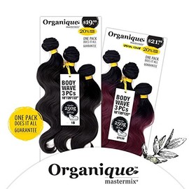 BODY WAVE 3PCS - SHAKE-N-GO SYNTHETIC MASTERMIX ORGANIQUE WEAVE EXTENSION [1 Jet Black; 24"/26"/28"]