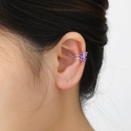 SILVERCUTE Christmas Earrings for Top of Ear Sterling Silver Butterfly Fake Earrings June Birthstone