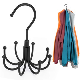 ZEDODIER Hoodie Hangers, 2 Pack Rotatable Hoodie Organzier for Closet, Max 16 Storage Capacity Hoodies Holder, Metal Space Saving Closet Organizers and Storage, Black