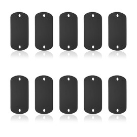PATIKIL 10pcs Metal Stamping Blanks, Rectangle Stamping Tags Blanks Aluminum Plate DIY Name Tags 5x3cm Metal Engraving Blanks 2 Holes for Laser Engraving Stamping Craft Dog ID Tags, Black