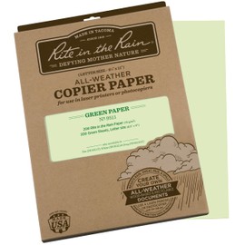 Rite In The Rain Weatherproof Copier Paper, 8.5" x 11", 20# Green, 200 Sheet Pack (No. 9511)