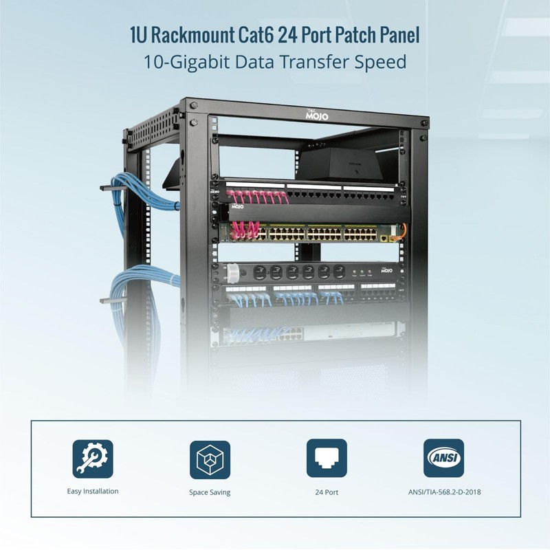 Tecmojo Patch Panel 24 Port, Keystone Patch Panel for Cat