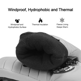 KUTOOK Ski Gloves Mens Snowboard Snow Mittens Skiing Warm Waterproof Thermal Leather Winter Gloves for Men Women Grey L