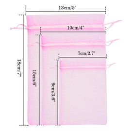 G2PLUS Pink Organza Gift Pouches, 7x9 CM Small Organza Favour Bags, 100 PCS Wedding Jewelry Bags, Clear Mesh Pouches Perfect for Wedding, Christmas, Birthday, Anniversary
