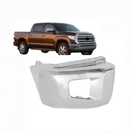 LABLT Front Bumper End Cap Passenger Side Right RH Chrome Steel with parking aid sensor holes Replacement for Tundra 2014 2015 2016 2017 2018 2019 2020 2021 TO1005185 521120C050