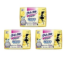 Kao Quickle Wiper Dry Sheets, 60 Sheets (20 Sheets x 3 Pieces)